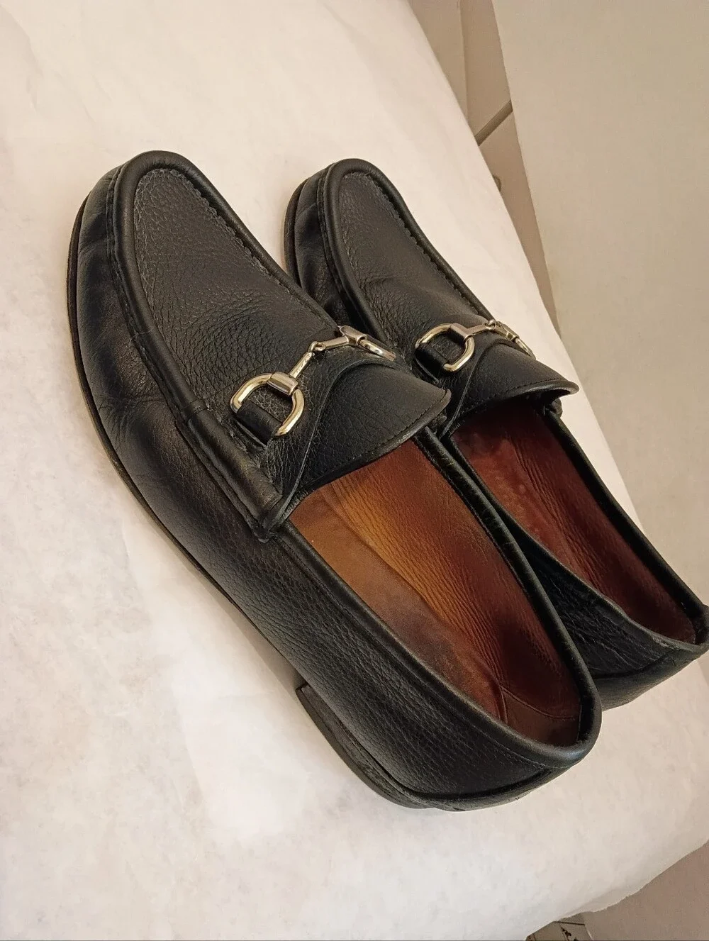 GUCCI MENS Iconic HORSEBIT Black  LOAFERS Pebble Luxury Leather UK7.5 Us 8 Fair